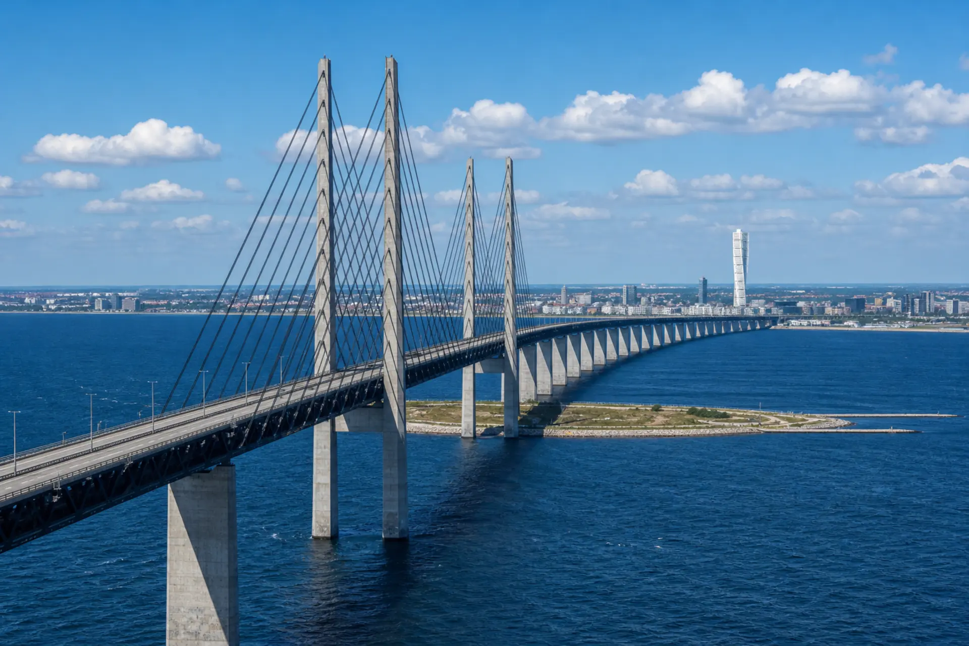 Öresundský most spojující Dánsko se švédským Malmö přes moře