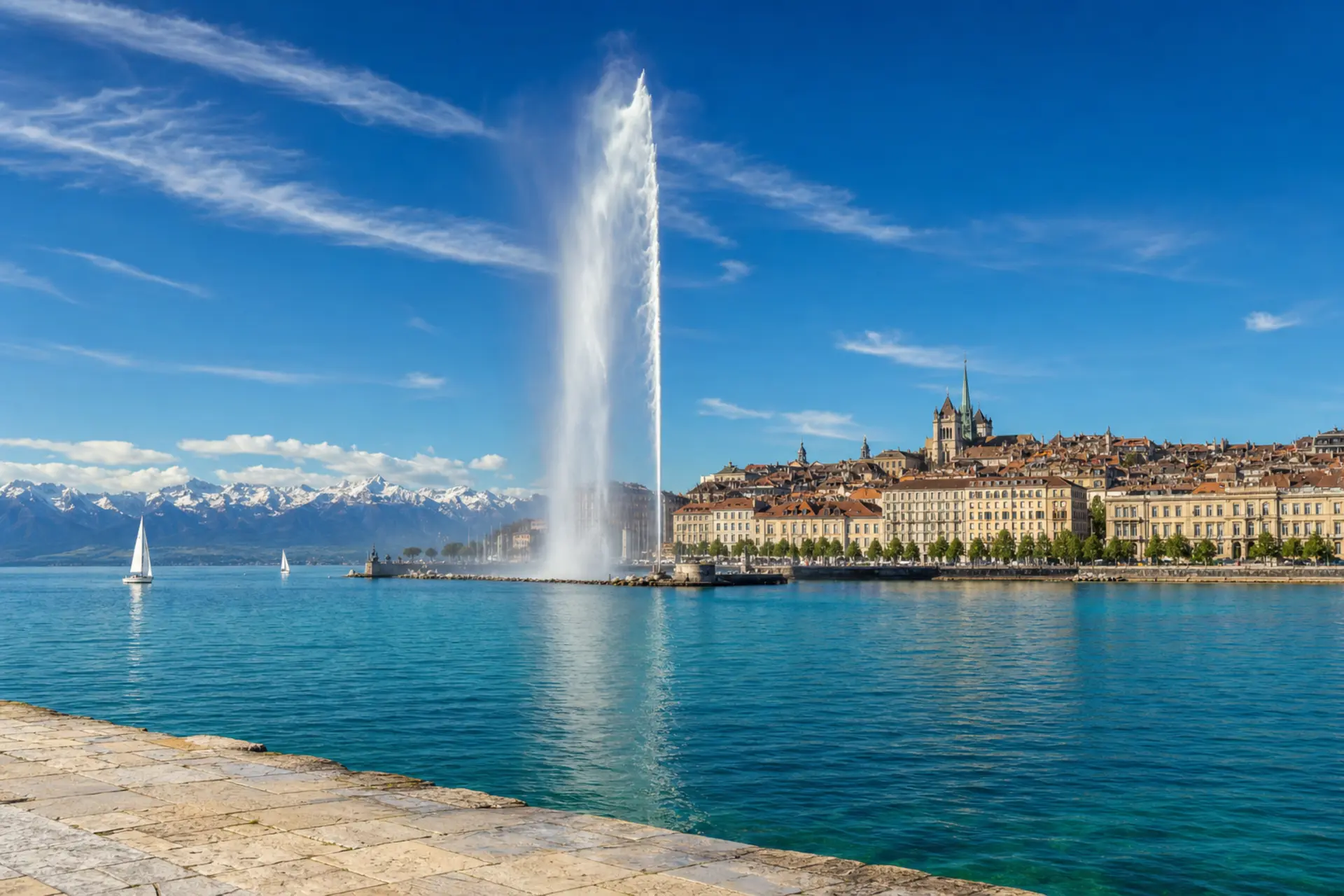 Ženeva a Jet d'Eau