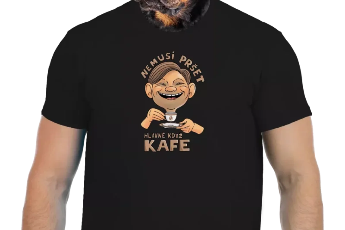 Vtipné tričko Bastard: Nemusí pršet, hlavně když kafe - foto 01