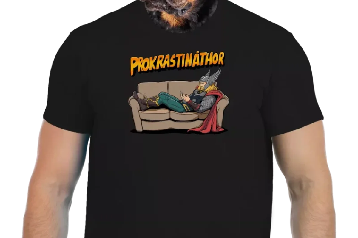 Vtipné tričko Bastard: ProkrastináThor - foto 01