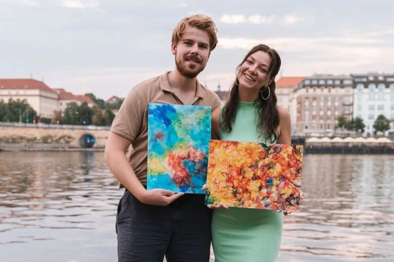 Zážitkové malování ArtMoment unikátní metodou ArtInk s lihovou tuší - foto 03